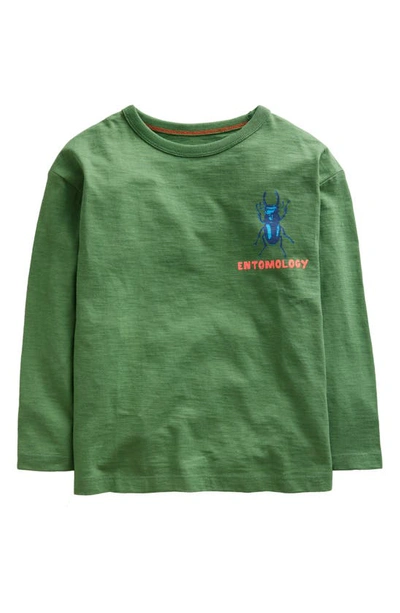 Mini Boden Kids' Fun Science Long Sleeve Cotton Graphic T-shirt In Safari Green