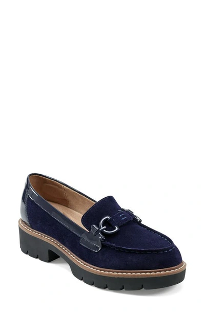 Easy Spirit Kinndle Loafer In Dark Blue Suede Multi- Suede,leather