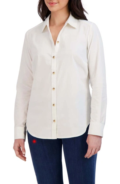 Foxcroft Haven Corduroy Button-up Shirt In Ivory