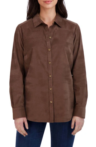 Foxcroft Haven Corduroy Button-up Shirt In Brown