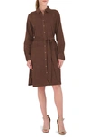 Foxcroft Rocca Long Sleeve Corduroy Shirtdress In Brown