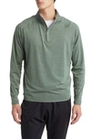 Peter Millar Crafted Stealth Quarter Zip Performance Pullover In Eucalyptus