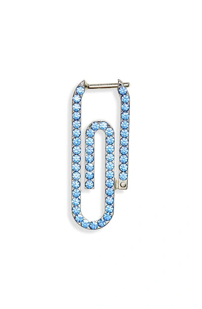 Off-white Pavé Crystal Paper Clip Single Earring In Light Blue