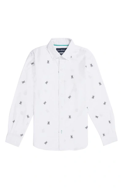 Psycho Bunny Kids' Seneca Knit Button-down Shirt In White