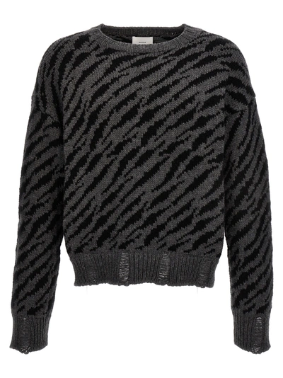 Rhude Zebra Crew Neck Jumper With Ribbed Cuffs In Multi