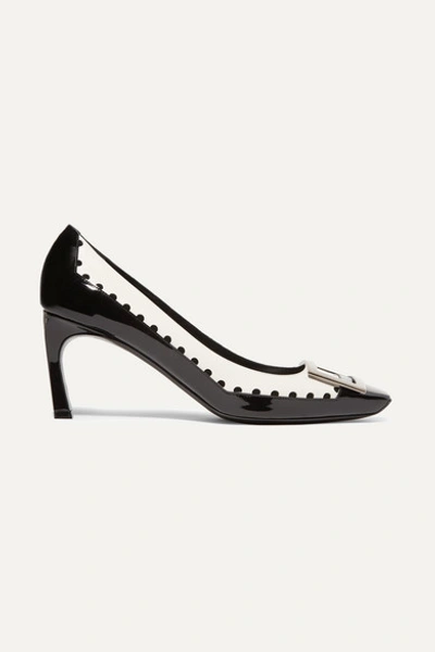 Roger Vivier Trompette Perforated Smooth And Patent-leather Pumps In Black