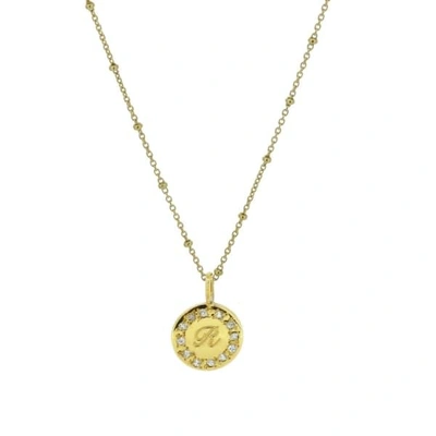 Yvonne Henderson Jewellery White Sapphire Edged Initial Necklace - Gold