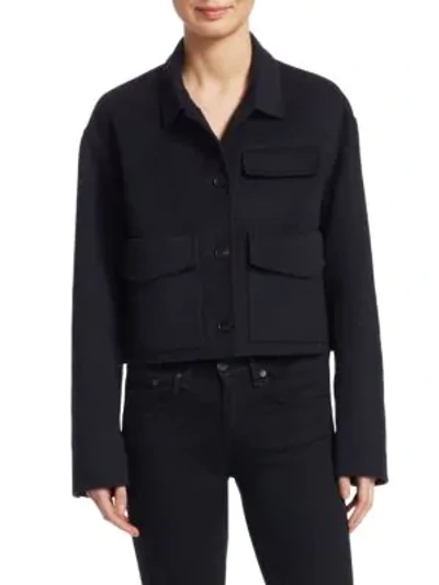 Carven Wool-blend Cropped Marine Coat