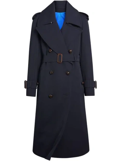 Burberry The Regina Oversized Wool-gabardine Trench Coat In Blue