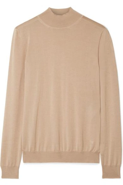 Tom Ford Cashmere And Silk-blend Turtleneck Sweater In Beige