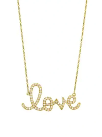 Sydney Evan Diamond And 14k Yellow Gold Large Love Pendant Necklace