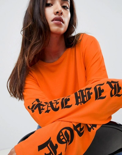 Criminal Damage Bethnal Cropped Long Sleeve Top - Orange