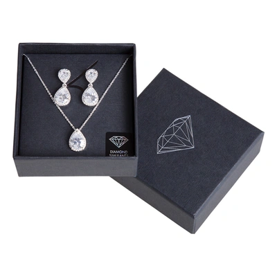Lovisa Teardrop Crystal Earrings And Necklace Set In Silver