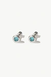 Classicharms Aurora Silver Bezel Set Aquamarine Blue Solitaire Stud Earrings