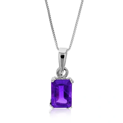 Vir Jewels 1 Cttw Purple Amethyst Pendant Necklace .925 Sterling Silver 7x5 Mm Emerald