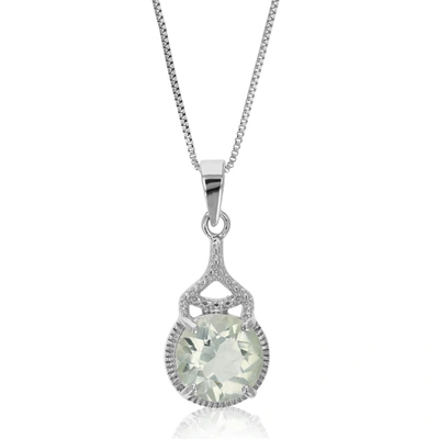 Vir Jewels 2 Cttw Green Amethyst Pendant Necklace .925 Sterling Silver Rhodium 9 Mm Round