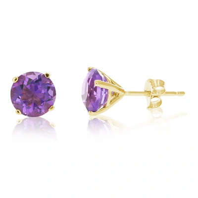 Vir Jewels 14k Yellow Gold Amethyst Stud Earrings (1.80 Cttw ; 6 Mm Round Cut) In Purple