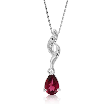 Vir Jewels 0.70 Cttw Garnet Pendant Necklace .925 Sterling Silver With Rhodium 8x5 Mm Pear