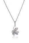 Classicharms Silver Gradient Blue Pavé Diamond Butterfly Pendant Necklace