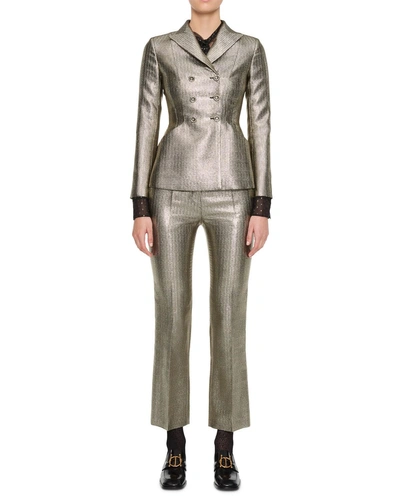 Christian Dior★素敵！llic GOLD Herringbone Bar Jacket Dior Lurex Herringbone Double Breasted Bar Jacket In Gold