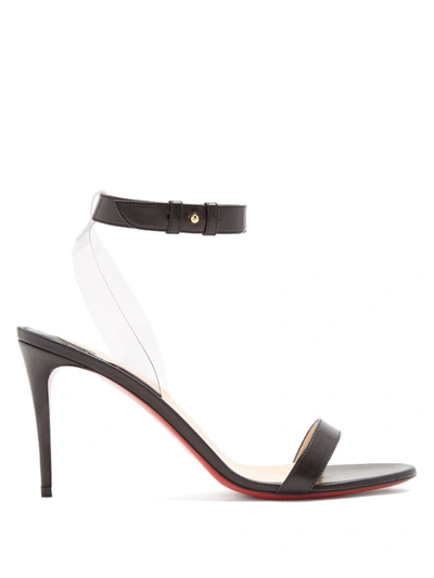 Christian Louboutin Jonatina 85 Pvc-trimmed Leather Sandals In Black