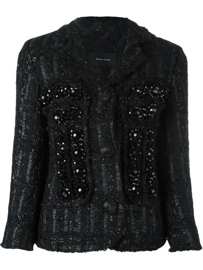 Simone Rocha Embellished Tweed Jacket In Black