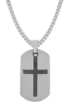American Exchange Cross Dog Tag Pendant Necklace In Silver