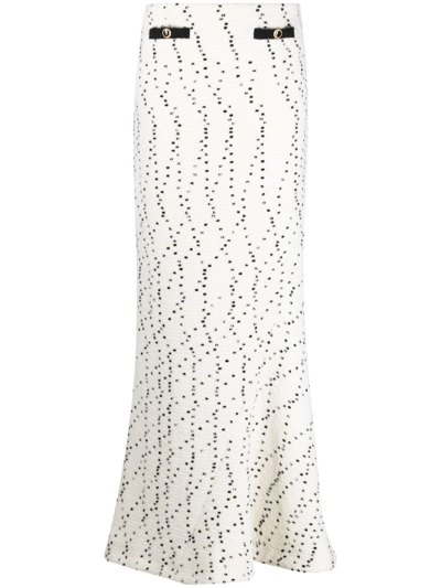 Alessandra Rich Neutral Bouclé Tweed Maxi Skirt In Neutrals