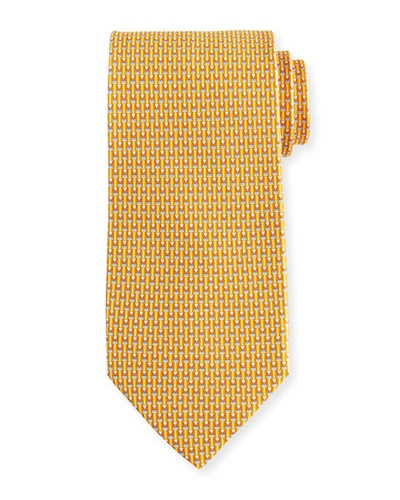 Ferragamo Fina Graphic Silk Tie In Yellow