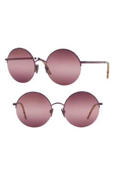 Burberry Monochromatic Round Semi-rimless Sunglasses In Violet Gradient
