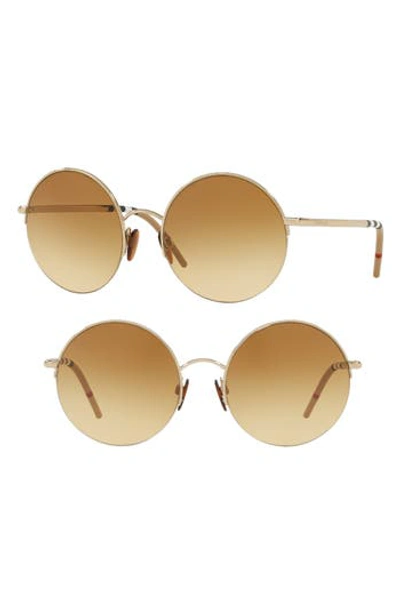 Burberry Monochromatic Round Semi-rimless Sunglasses In Gold Gradient