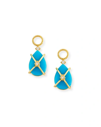 Jude Frances Wrapped Turquoise Earring Charms With Diamonds In Yellow Turquiose