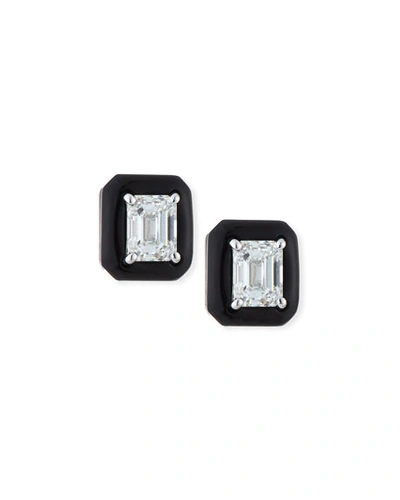 Nikos Koulis 18k Oui Diamond & Black Enamel Octagonal Stud Earrings