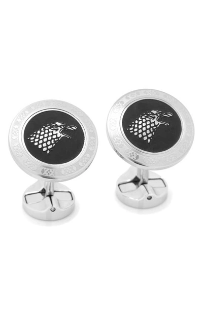 Cufflinks, Inc Game Of Thrones Stark Filigree Stainless Steel Cufflinks In Silver/ Black