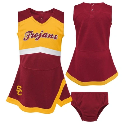 Outerstuff Kids'  Girls Preschool Cardinal/gold Usc Trojans Two-piece Cheer Captain Jumper Dress & Bloomers
