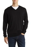 Peter Millar Autumn Crest V-neck Merino Wool Blend Sweater In Black