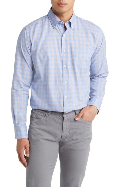 Peter Millar Heron Check Soft Cotton Button-down Shirt In Cape Blue