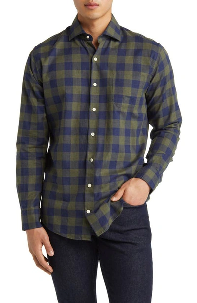 Peter Millar Thorp Check Soft Cotton Button-up Shirt In Green