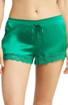 Etam Milky Silk Pajama Shorts In Sage