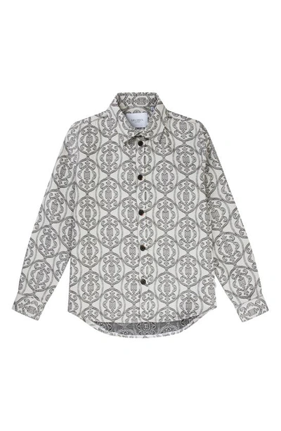 Les Deux Akira Jacquard Button-up Overshirt In Ivory/ Light Sand