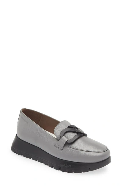 Wonders Lug Loafer In Grey Tumbled Leather