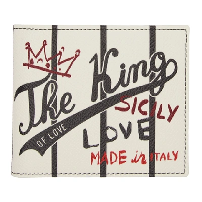Dolce & Gabbana White 'the King' Bifold Wallet In Multi