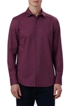 Bugatchi James Ooohcotton® Trim Fit Stripe Button-up Shirt In Burgundy