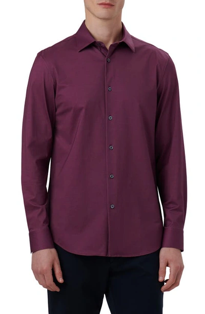 Bugatchi James Ooohcotton® Trim Fit Stripe Button-up Shirt In Burgundy
