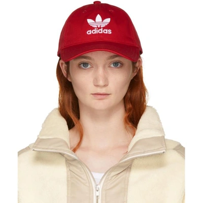 Adidas Originals Red Trefoil Cap In Collegiater
