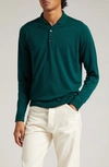 John Smedley Cotswold Wool Polo Sweater In Verde