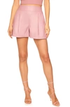 Susana Monaco Faux Leather Pleated Shorts In Lip Gloss