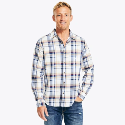 Nautica Mens Sustainably Crafted Plaid Shirt In White