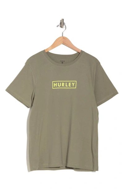 Hurley Boxed Logo Cotton Graphic T-shirt In Olive/khaki