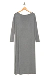 Go Couture Long Sleeve Maxi T-shirt Dress In Dark Slate